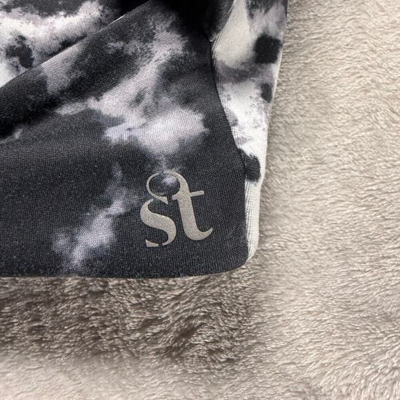 strut this women’s black and white tie dye cycle bar medium sports bra - Picture 4 of 4